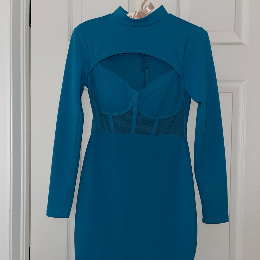 teal bustier dress